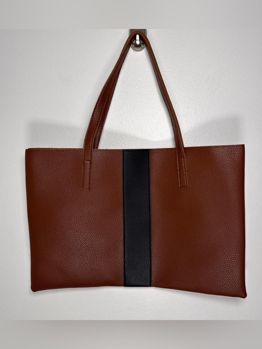 Vince Camuto Womens Vegan Leather Luck Purse Tote Bag Brown (Red Desert) & Black